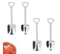 Kukyller Juego de Cucharas de Pala, 4 Piezas Cucharas de Helado Linda Mini Pala Postre Helado de Acero Inoxidable Café Té Forma de Pala Puntiaguda (Costume argenté [boîte noire])