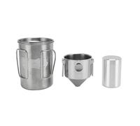 Kukyller Juego de para verter sobre, taza para acampar de 16 oz, taza para para verter de acero inoxidable con tapa de filtro y frasco para viajes, campamentos, oficinas, mochileros