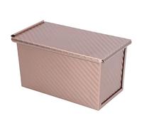 Kukyller Loaf Pan with Lid, Carbon Steel Corrugated Toast Box Bread Loaf Pan for Homemade Sourdough Bread (Gold)
