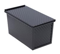 Kukyller Loaf Pan with Lid, Carbon Steel Corrugated Toast Box Bread Loaf Pan for Homemade Sourdough Bread (Black)