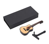 Kukyller Miniature Wooden Guitar Model, Wooden Miniature Guitar with Stand and Case Classic Replica Collectible Figurines Model Home Decoration Display Ornament (16cm)