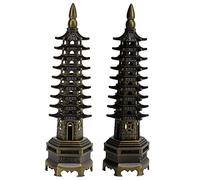 Kukyller Modelo de Torre Wenchang, 2 Piezas de aleación de Bronce Verde, 18 cm, 9 Niveles, Estatua de Pagoda de la Torre Wenchang para decoración del hogar y la Oficina.