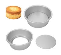 Kukyller Molde redondo para pastel de aleación de aluminio de 2 uds, molde redondo para hornear de 5,5 × 2 pulgadas con accesorios para hornear de fondo pequeño extraíbles