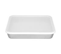 Kukyller Partita para hornear de acero inoxidable con tapa, sartén cuadrado de acero inoxidable Caja de almacenamiento de alimentos para hornear plano plano para hornear para pasteles (M)