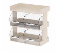 Kukyller Plastic Storage Holder for Tea Bags, Tea Bag Organizer Office Bar Desktop Tea Bag Coffee Capsule Storage Rack Multilayer Countertop Organizer Cream White (3 Capa 30x17x29.5cm)
