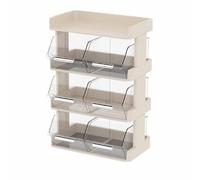 Kukyller Plastic Storage Holder for Tea Bags, Tea Bag Organizer Office Bar Desktop Tea Bag Coffee Capsule Storage Rack Multilayer Countertop Organizer Cream White (4 Capa 30x17x42.5cm)