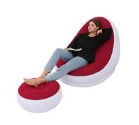 Kukyller Sofá Inflable para Ocio y Reposapiés, Sillón Inflable de PVC Cómodo Sillón Reclinable Perezoso para Acampar al Aire (Roja)