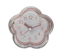 Kukyller Super Silent Non Ticking Small Clock, Cute Alarm Clock Flower Shape Quiet Low Noise Transparent Small Alarm for Living Room Bedroom Bedside Desktop (Pink)