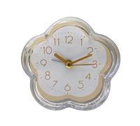 Kukyller Super Silent Non Ticking Small Clock, Cute Alarm Clock Flower Shape Quiet Low Noise Transparent Small Alarm for Living Room Bedroom Bedside Desktop (Yellow)