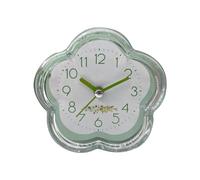 Kukyller Super Silent Non Ticking Small Clock, Cute Alarm Clock Flower Shape Quiet Low Noise Transparent Small Alarm for Living Room Bedroom Bedside Desktop (Green)