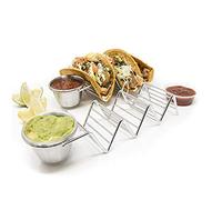 Kukyller Taco Holders,Stainless Steel Taco Stands Rack Tray Stand Stylish Rack Holds Up (con taza de salsa)