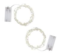 Kukyller White Pearl Glarand funciona con pilas, 2 piezas de luces de cadena de cuentas de perlas oceánicas para escaleras de muebles y camas