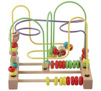 Kukyller Wooden Bead Maze Roller Coaster Educational Toy Roller Coaster Toys For Toddlers Abacus For Kids Math Bead Maze Toy