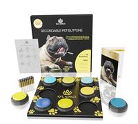 KUL KING'S Botones de perro para iniciación de comunicación, 8 botones grabables, alfombrilla de entrenamiento, manual, 16 baterías, calcomanías, campanas para perros, botones de entrenamiento para