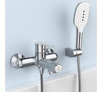 KULACO grifo de bañera con ducha de mano, grifo de bañera con presostato, grifo de bañera monomando de latón, grifo de bañera cromado con 3 funciones, grifo monomando de ducha para baño