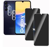 KULAIKE【2+2 Piezas Protector Pantalla Privacidad para Samsung galaxy A15 con Protector de Lente de cámara Funda Amistoso,Anti-Espía Vidrio Película,Cristal Templado,Anti-Arañazo,9H Dureza