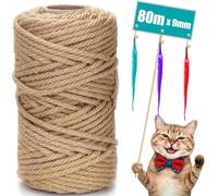 Kulamo Cuerda de Sisal Natural de 9mm x 80M para rascador de Gatos, Resistente Cuerda de Repuesto para árboles Rascadores - Ideal para el Hogar, el Jardín, Proyectos de Bricolaje y Decoración