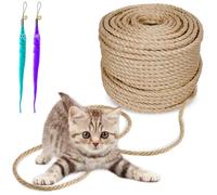 Kulamo Cuerda de Sisal Rascador para Gatos, 9mmx10M Cuerda Sisal Natural para Reemplazar y Reparar Árbol Rascador, Postes de Rascado, Torres de Gatos, Decoración de Bricolaje en Jardín del Hogar