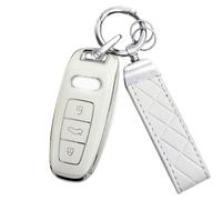 KULCSOK Funda para llave Audi Q4 E-tron Q7 SQ7 Q8 SQ8 SQ8 A6 A3 A7 A8 S3 S6 RS6 S7 RS7 Keyless Key Cover Case TPU Key Cover Case TPU Key Protection Llavero 3 Botones B Blanco
