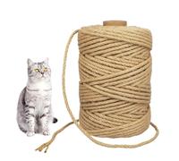 Kuleyng Cuerda de sisal de 100 m para rascador de gatos, cuerda natural de 6 mm, repuesto de árbol para propietarios de gatos del Reino Unido y accesorios Catio