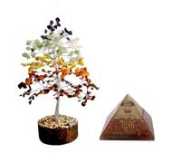 KULIA® Árbol curativo Árbol de cristal de piedra natural Amuleto de la suerte Árbol de siete chakras Accesorios decorativos Árbol de chakras Feng Shui Ángel de cristal tallado a mano Árbol de bonsái