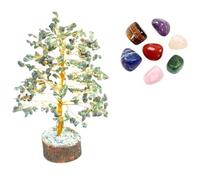 KULIA® Árbol curativo Piedra de jade verde Decoración del hogar Árboles de curación de chakras del dinero Piedra de buena suerte Decoración navideña Árbol de bonsái artificial tallado a mano Adorno