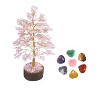 KULIA® Árbol de cristal decoración de mesa con piedra de cuarzo rosa árboles curativos del chakra del dinero decoración navideña con piedra de la buena suerte árbol de bonsái artificial tallado