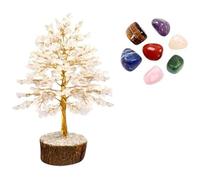 KULIA® Árbol de cristal piedra de cuarzo transparente decoración para el hogar Árbol de bonsái artificial tallado a mano adorno de cristal regalo espiritual budista Feng Shui.