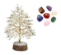 KULIA® Árbol de cristal Piedra lunar natural Decoración del hogar Árboles de curación de chakras del dinero Piedra de buena suerte Decoración navideña Árbol de bonsái artificial tallado a mano Adorno