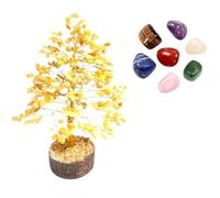 KULIA® Árbol de Cristal Reiki Aventurina Amarilla Piedra Rodada Sanador de Chakra del Dinero Piedra de la Buena Suerte Decoración Navideña bonsái artificial tallado a mano regalo indio de Feng Shui.