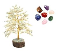 KULIA® Árbol del dinero Piedra aventurina verde Decoración del hogar Árboles de curación de chakras Piedra de buena suerte Decoración navideña Árbol de bonsái artificial tallado a mano Adorno cristal