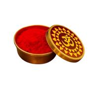 KULIA® Caja Sindoor con Forma Redonda Soporte para kumkum Caja Decorativa artículo religioso sindoor Dani Tallado a Mano Juego de Pooja Indio Accesorios Mujer Polvo sindur Regalo Tikka karwa chauth