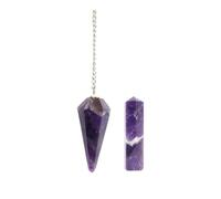 KULIA® Chakra Pendulum Crystal Points Lucky Charm Crystal Tower Home Office Décor Piedra amatista Péndulo de chakra tallado a mano Piedra pulida Feng Shui Reiki Péndulo Regalos de éxito