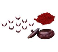 KULIA® Chand Bindi con polvo Sindoor y caja tatuaje temporal la frente Bindi de piedra Tikka gemas faciales mujer accesorios novia joyas faciales 12 piezas un solo Bindi Karva Chauth regalos mujer