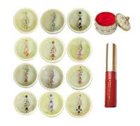 KULIA® Crystal Bindi Tattoos Stickers Multicolor Women Bindi Forehead Tikka Wedding Bindi 12 Pcs Handicrafted Sindoor Box Kumkum Powder Round Dots Bollywood Party Mix Size Ethnic Bindi Face Gems