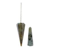 KULIA® Crystal Pendulum Gemstone Points Lucky Charm Crystal Tower Home Office Décor Piedra de labradolita Péndulo de Reiki tallado a mano Piedra pulida Feng Feng Shui Reiki Pendulum Regalos