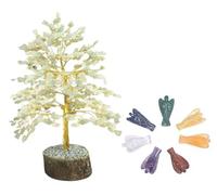 KULIA® Crystal Tree Feng Shui Green Aventurina Stone Adornos decorativos Lucky Charm Money Tree Hand carved Chakra Angel Bonsai Tree Christmas Decoration Religious Statue Reiki Tree Indian Gifts