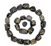 KULIA Juego de 25 piedras rúnicas de cristal con símbolos grabados para decoración de oficina piedras naturales talladas a mano runas de cristal para principiantes Feng Shui juego de runas lolita