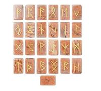 KULIA Juego de 25 runas cristal piedra lunar melocotón kit de brujería para equilibrar chakras runas artesanales símbolos de Reiki amuleto de la suerte piedras preciosas naturales para principiantes