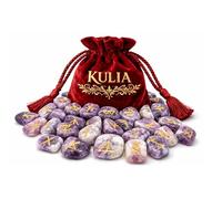 KULIA Juego de 25 Runas de Cristal Piedras Rúnicas Elder Futhark para Chakra Piedras Rúnicas de Lepidolita Talladas a Mano Gema de Cristal Natural con Bolsa de Terciopelo Juego de Runas con