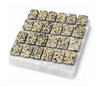 KULIA® Juego de runas de cristal con 1 placa de selenita - 25 piedras de cristal dálmatas grabadas Reiki con runas futhark antiguas grabadas para principiantes, reequilibrio de chakras, decoración del