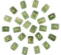 KULIA - Juego de runas de cristal para principiantes 25 runas para principiantes piedra de Reiki aventurina verde kit de brujería para equilibrar chakras runas artesanales regalos de cristal amuleto