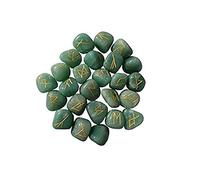 KULIA® Juego de runas de piedra curativa Feng Shui, runas de adivinación de jade verde, piedras de reiki, decoraciones de Navidad, talladas a mano, equilibrio de chakras, símbolos de reiki, juegos del