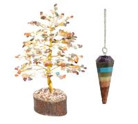 KULIA® Money Tree Feng Shui Multi Healing Stone Adornos decorativos Lucky Charm Money Tree Péndulo de chakra tallado a mano Árbol de bonsái Decoración navideña Estatua espiritual Árbol de reiki