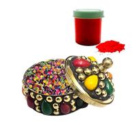 KULIA® Multi Bindi Tattoos Stickers Forehead Tikka Round Dots Bindi Bridal Accessories Daily Use Stickers Red Sindoor Box Bollywood Party Bindi Fashion Jewelry Face Jewels