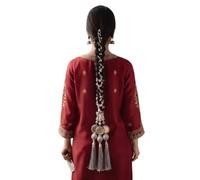 KULIA® Paranda tradicional punjabi para el cabello con espejo y borlas plateadas, accesorio decorativo para el cabello para niñas y mujeres, decoración de pelo de pranda para novia, ropa india