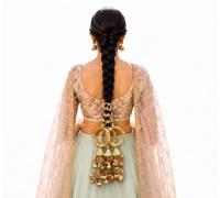 KULIA® Paranda tradicional punjabi para mujer, color dorado, trenzado con borlas, ropa india para boda, fiesta, parandi, hecha a mano, accesorio para el cabello de novia