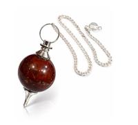 KULIA Péndulo de cristal de jaspe rojo para radiestesia, equilibrio de chakras Reiki, tallado a mano, punta de cristal natural, piedra preciosa, péndulo Feng Shui Reiki.