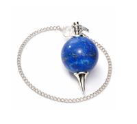 KULIA Péndulo de cristal de lapislázuli para radiestesia, péndulo de piedra preciosa con punta de cristal natural tallado a mano para equilibrar chakras Reiki y Feng Shui.