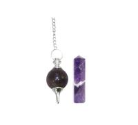 KULIA® Péndulo de cristal para radiestesia Feng Shui Piedras naturales de amatista, péndulo de chakras Reiki tallado a mano Piedras preciosas Péndulo de bola de cristal Artículo religioso Decoración